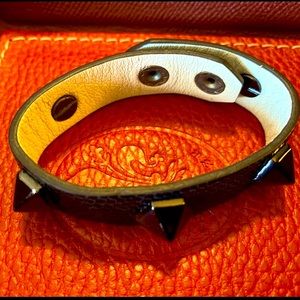 Vince Camuto Black Leather Pyramid Studded Adjustable Bracelet